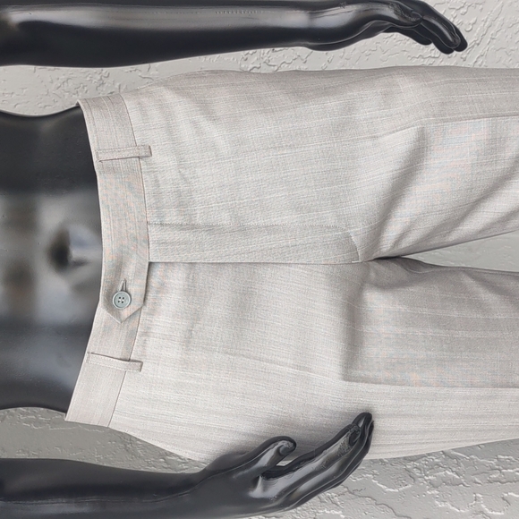 GIORGIO ARMANI COLLEZIONI MEN'S FLAT FRONT PIN STRIPE SILVER GREY LUXURY TROUSER - Picture 1 of 17
